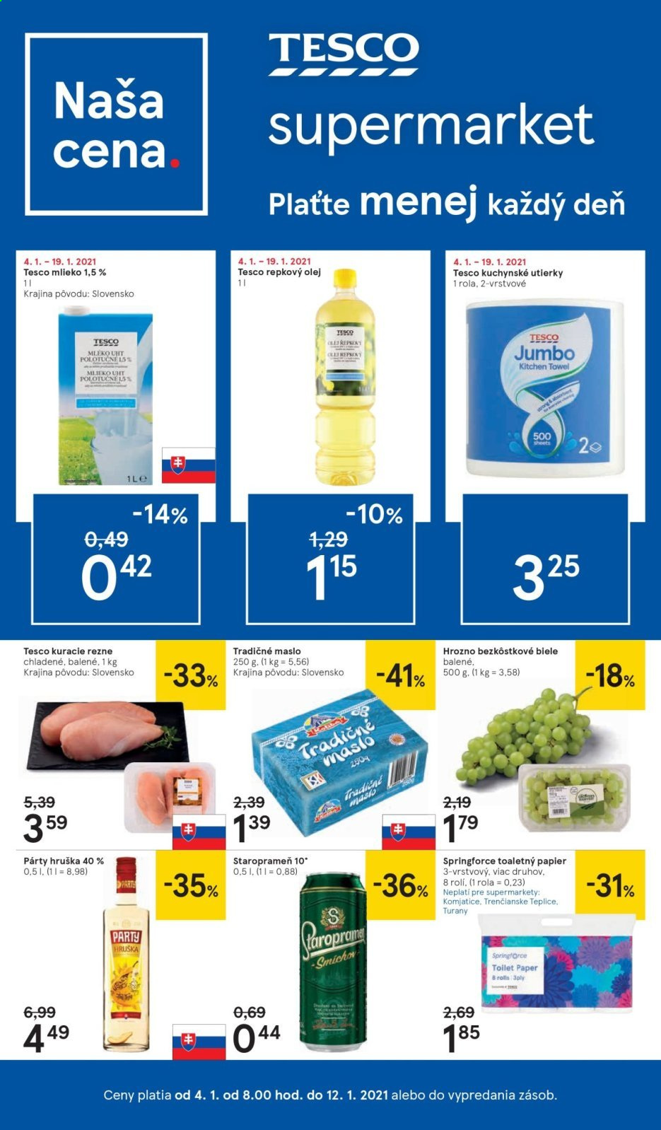 Leták TESCO supermarket - 4.1.2021 - 12.1.2021. Strana 1