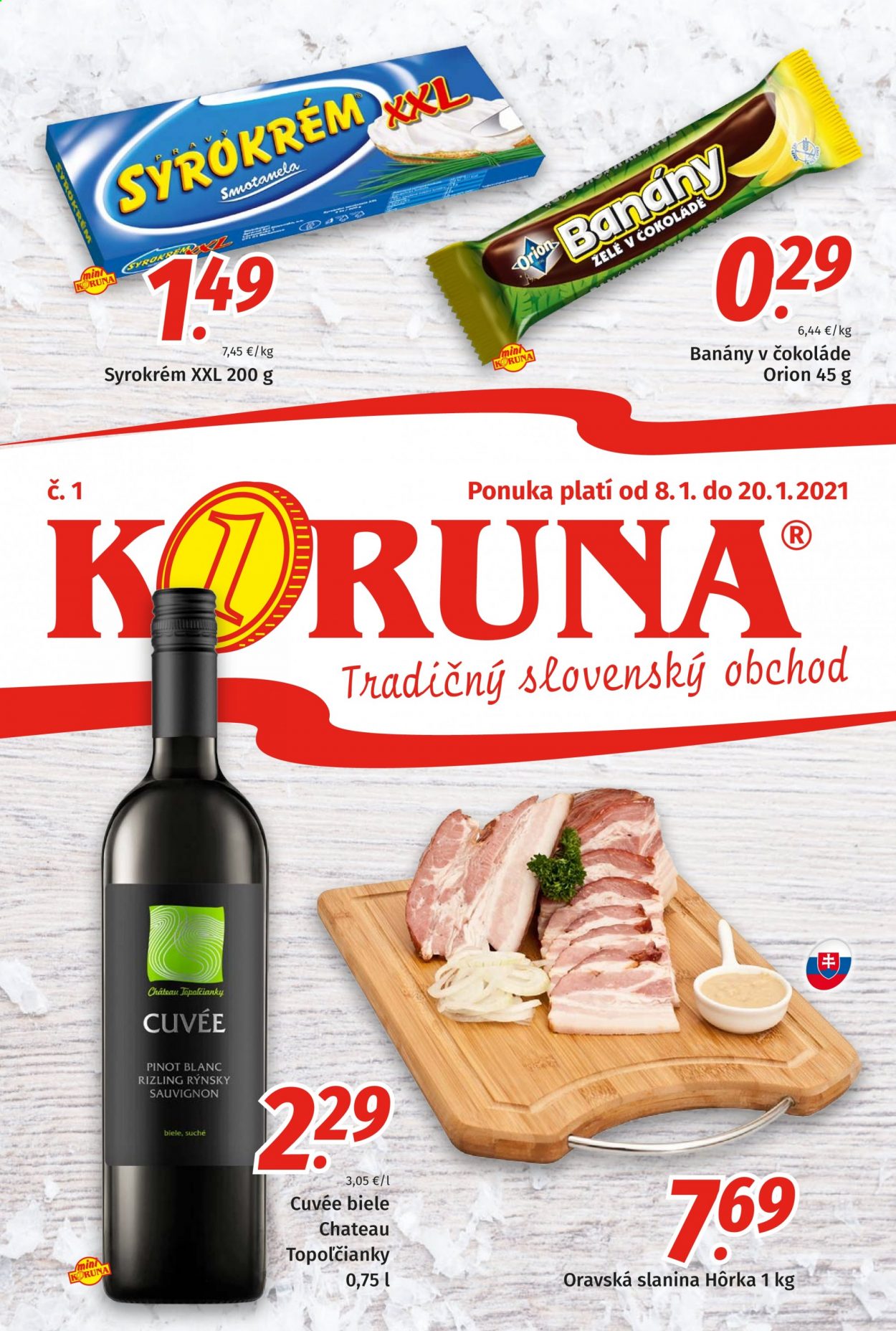 Leták Potraviny KORUNA - 8.1.2021 - 20.1.2021. Strana 1
