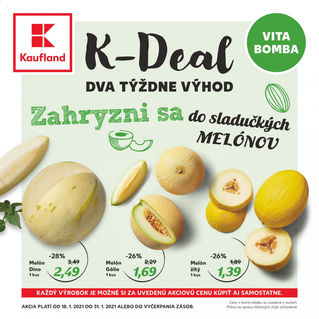 thumbnail - Leták Kaufland - 18.1.2021 - 31.1.2021 - Produkty v akcii - melón žltý, melón. Strana 4.