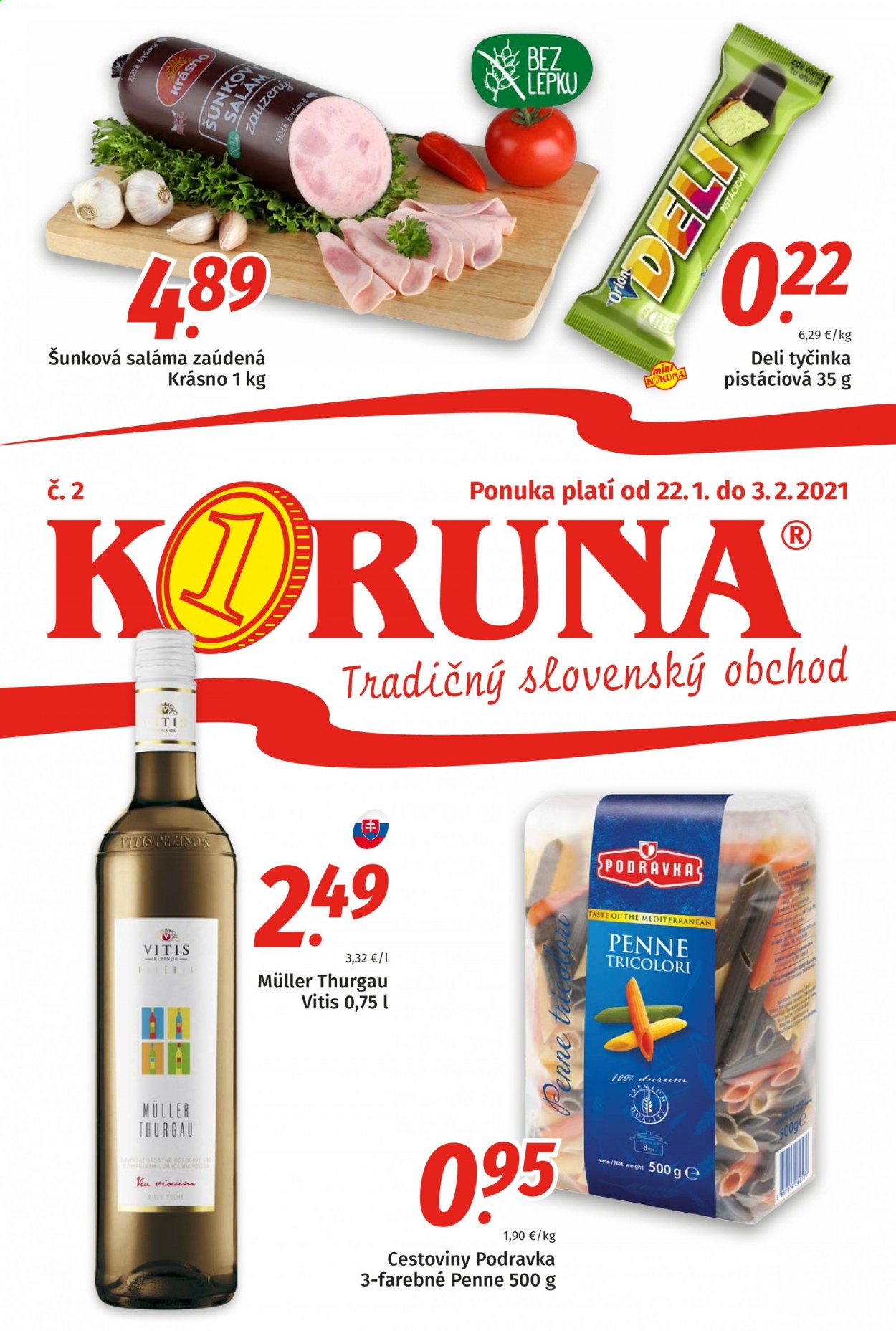 Leták Potraviny KORUNA - 22.1.2021 - 3.2.2021. Strana 1
