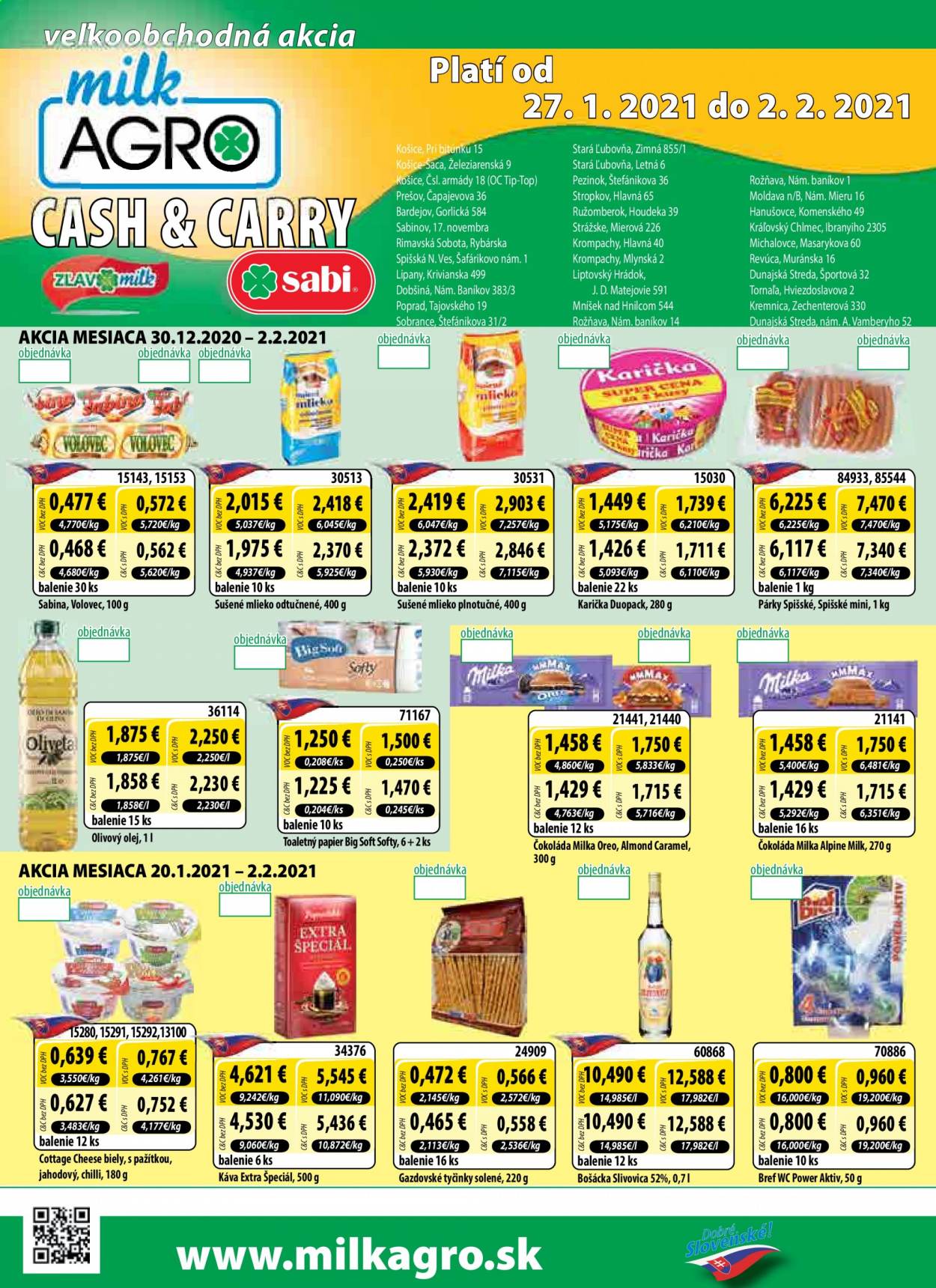Leták Milk AGRO - 27.1.2021 - 2.2.2021. Strana 1