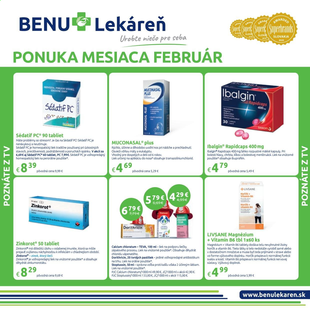 Leták BENU Lekáreň - 1.2.2021 - 28.2.2021. Strana 1