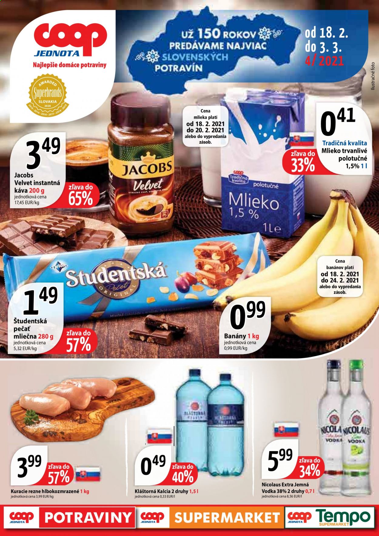 Leták COOP Jednota - 18.2.2021 - 3.3.2021. Strana 1
