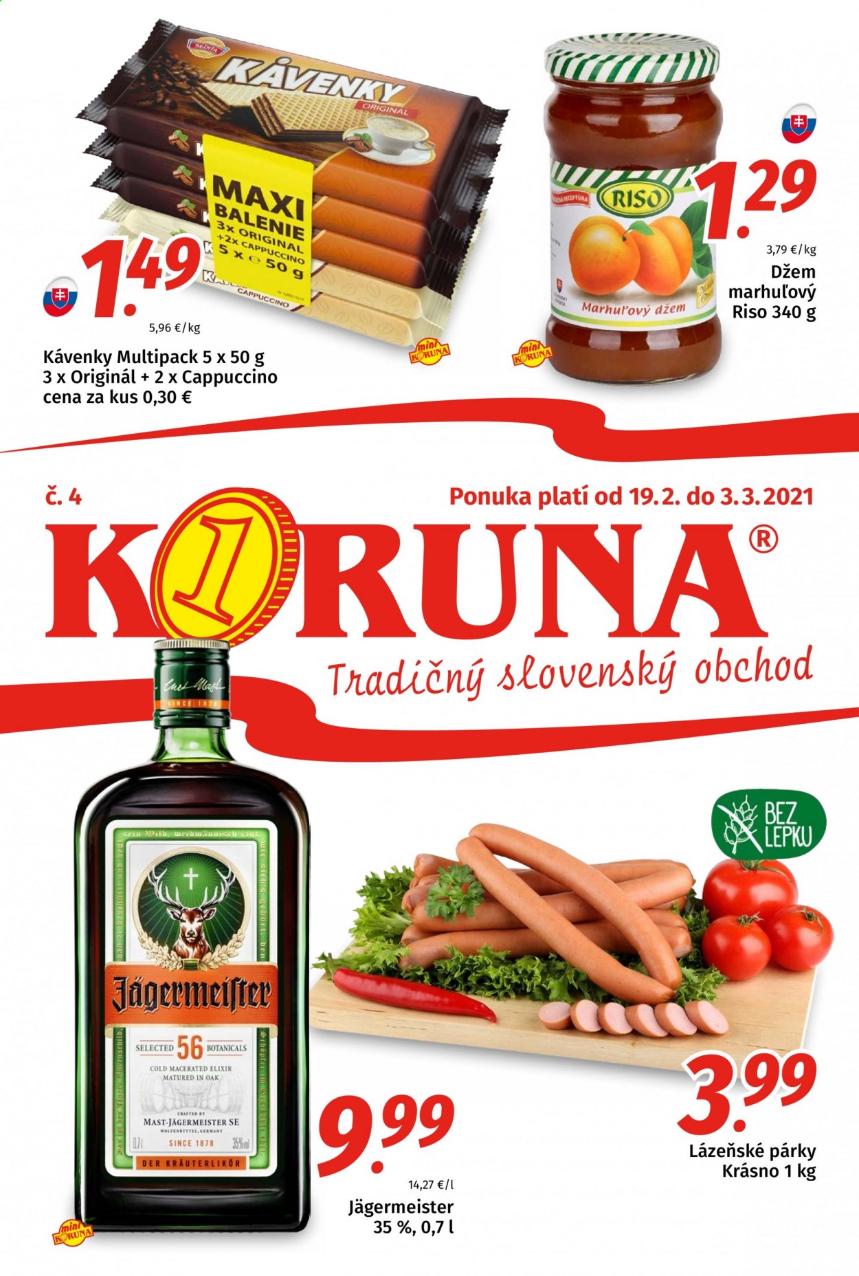 Leták Potraviny KORUNA - 19.2.2021 - 3.3.2021. Strana 1