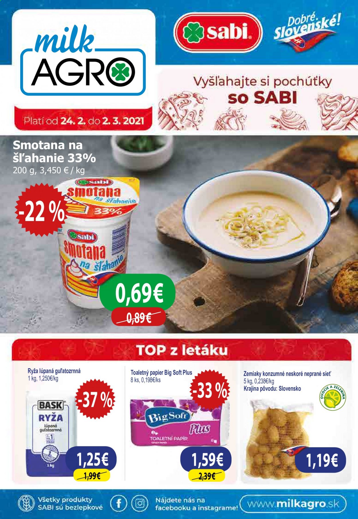 Leták Milk AGRO - 24.2.2021 - 2.3.2021. Strana 1