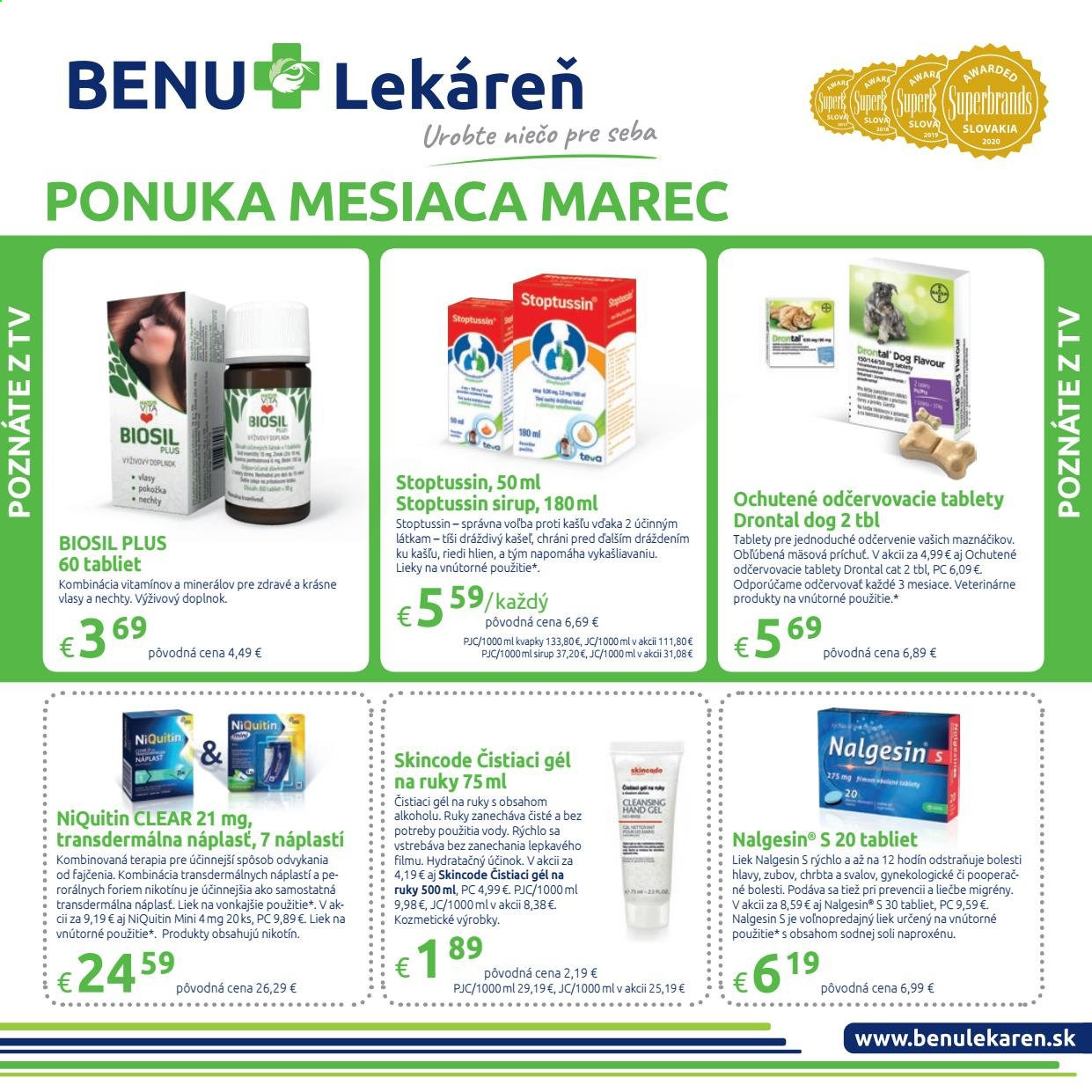 Leták BENU Lekáreň - 1.3.2021 - 31.3.2021. Strana 1