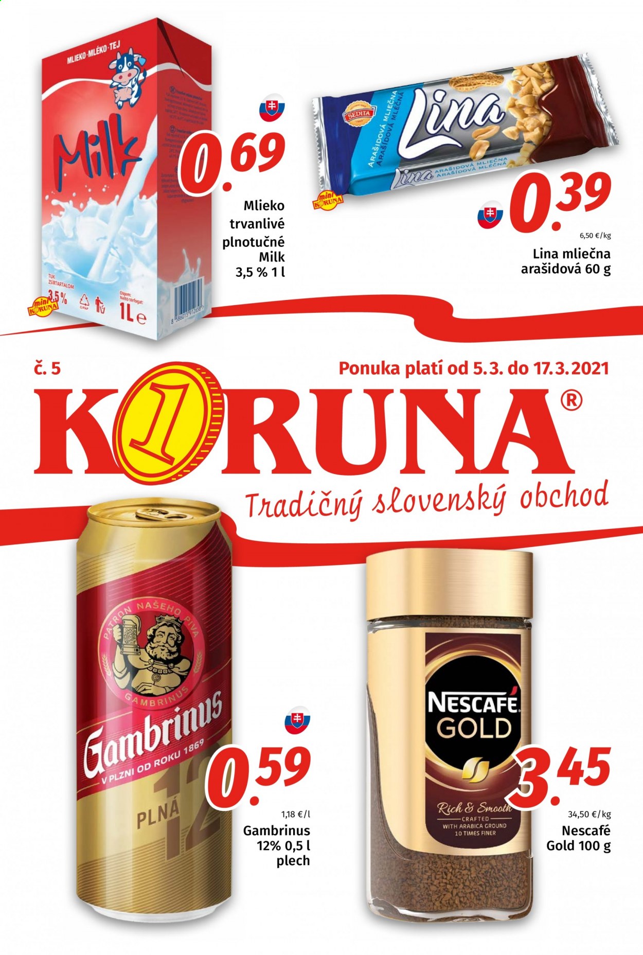 Leták Potraviny KORUNA - 5.3.2021 - 17.3.2021. Strana 1