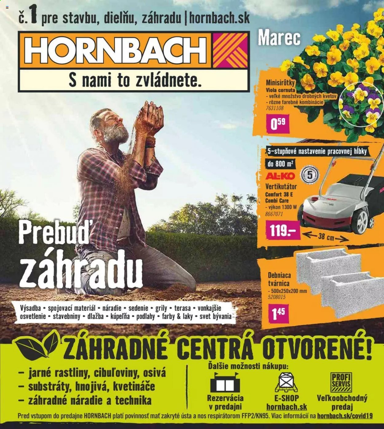 thumbnail - Leták Hornbach - 3.3.2021 - 30.3.2021 - Produkty v akcii - dlažba, náradie, vertikutátor. Strana 1.