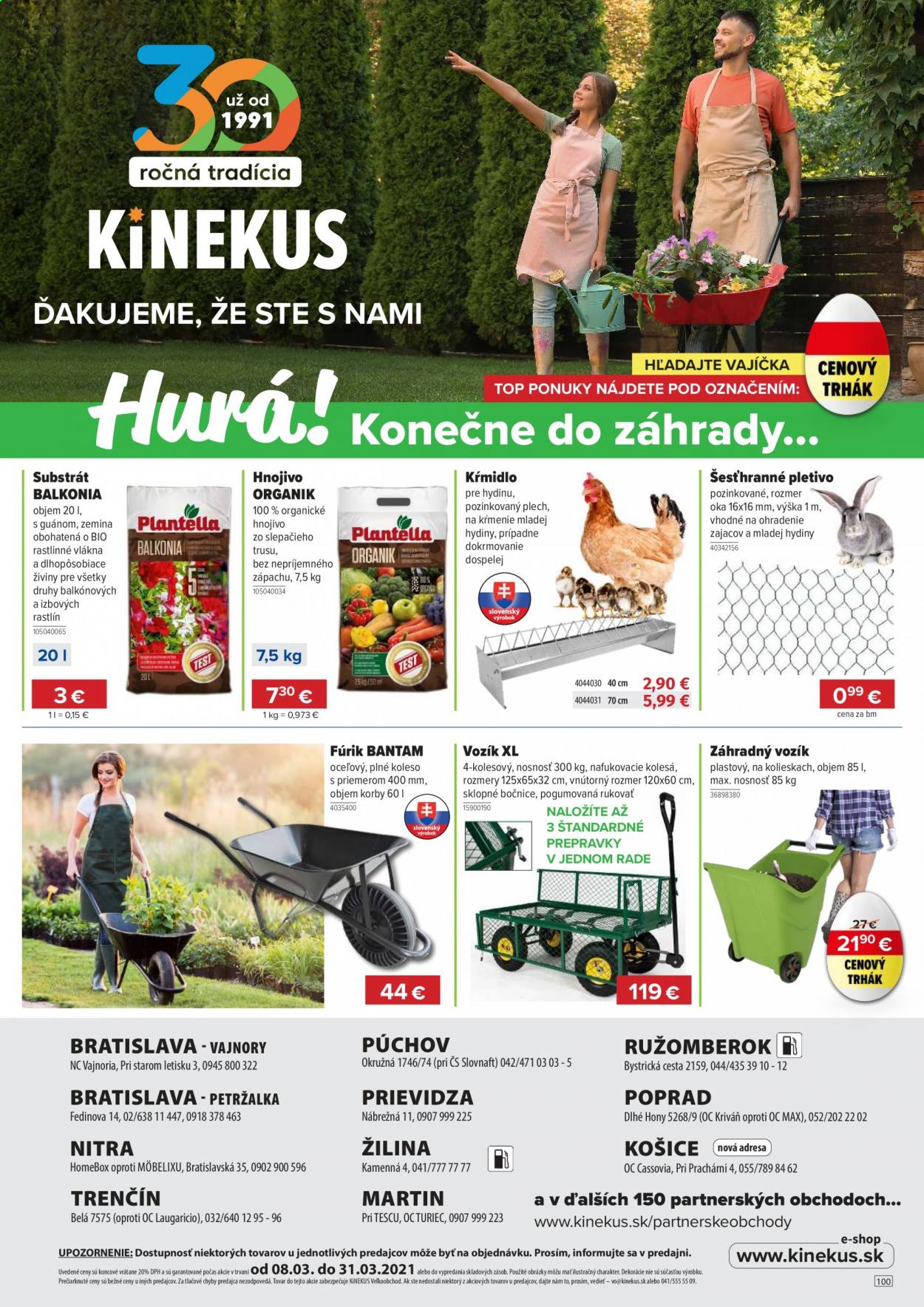 thumbnail - Leták Kinekus - 8.3.2021 - 31.3.2021 - Produkty v akcii - prepravka, dekorácie, pletivo, záhradný vozík. Strana 1.