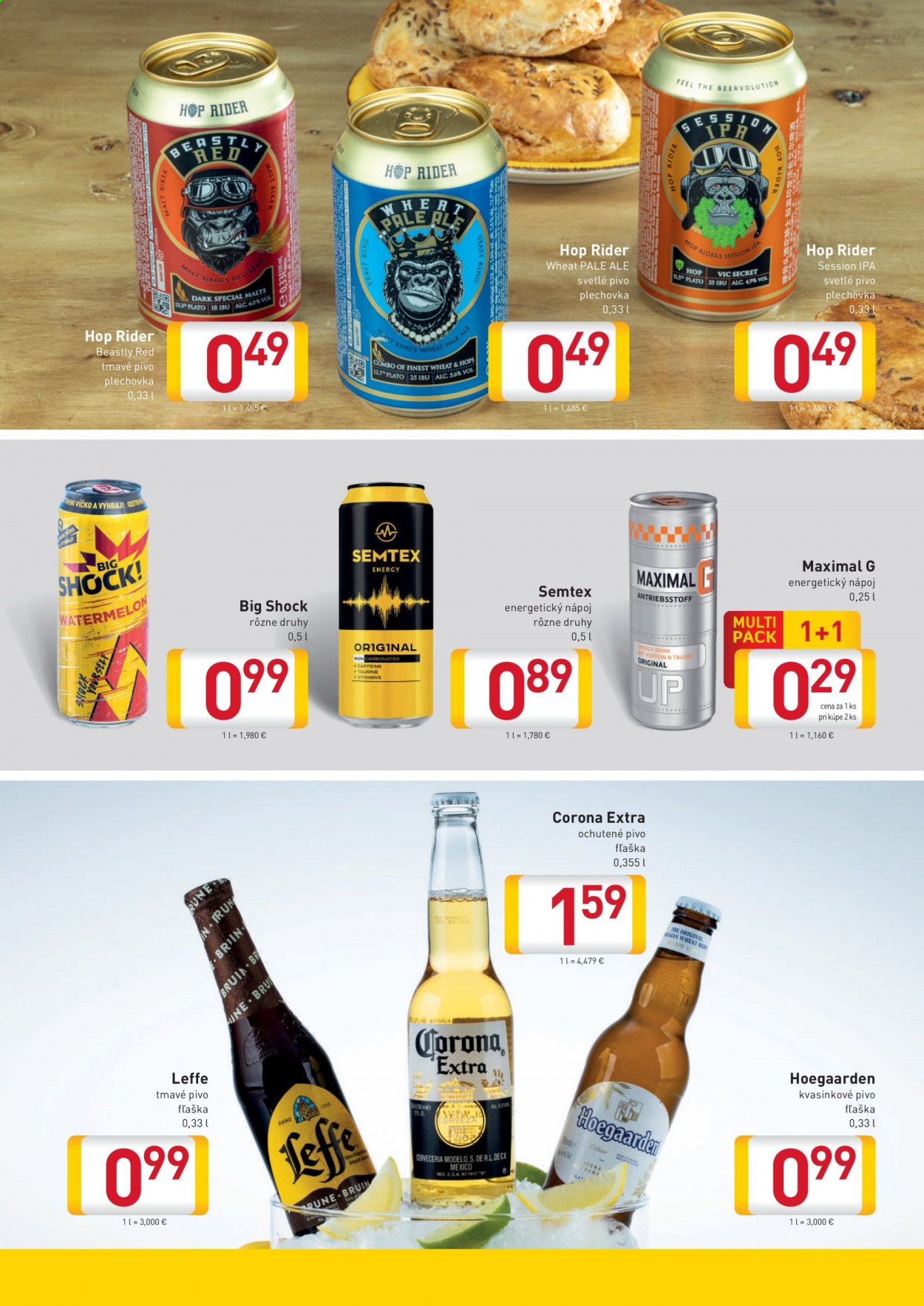 thumbnail - Leták Billa - 15.3.2021 - 4.4.2021 - Produkty v akcii - IPA, svetlé pivo, Hop Rider, Big Shock!, Semtex, energetický nápoj, nápoj, Corona, Leffe, tmavé pivo, alkohol, Hoegaarden, pivo. Strana 17.