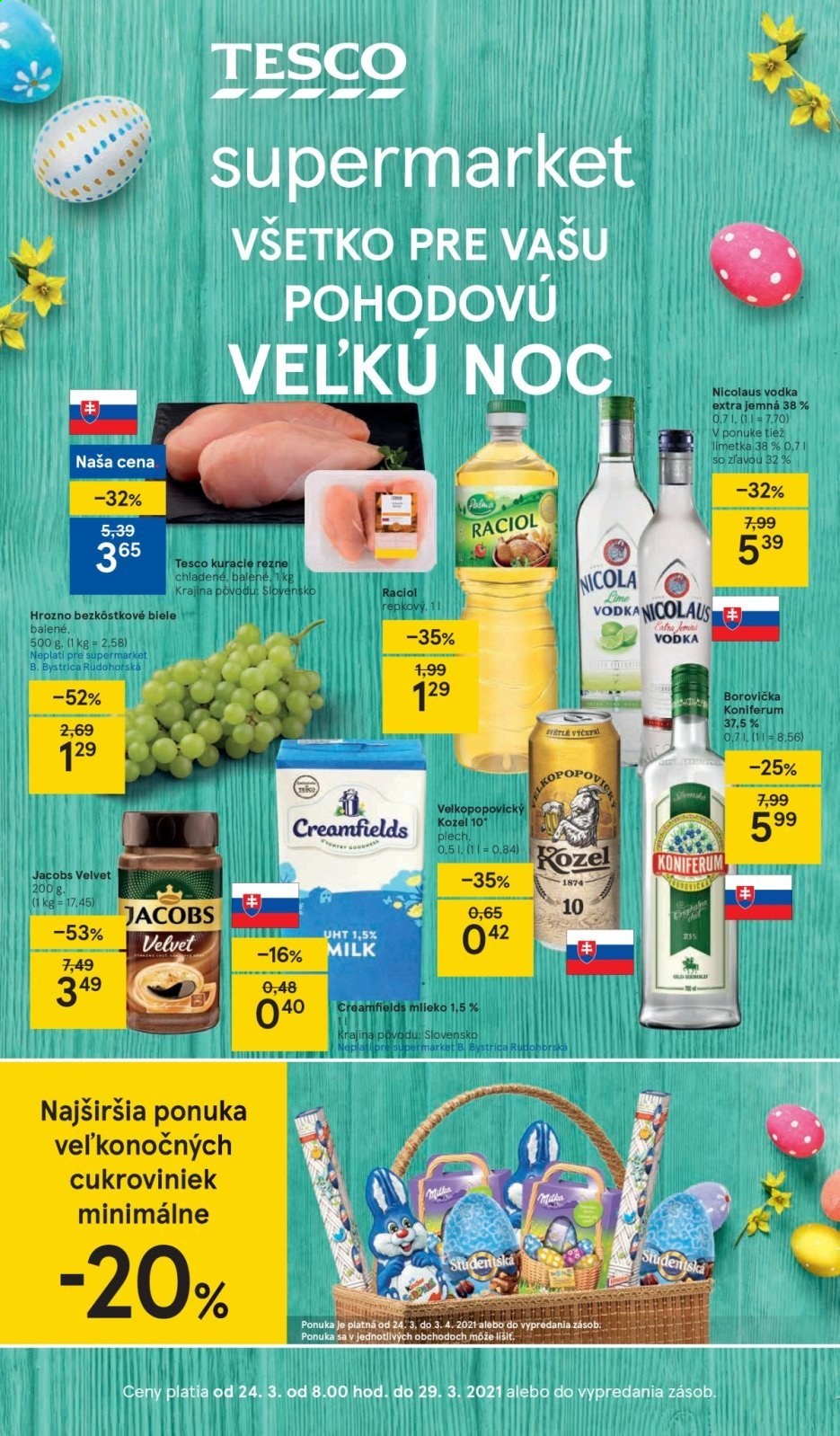Leták TESCO supermarket - 24.3.2021 - 29.3.2021. Strana 1