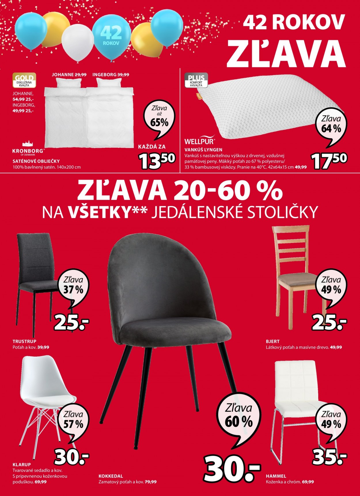 thumbnail - Leták JYSK - 25.3.2021 - 7.4.2021 - Produkty v akcii - vankúš, posteľná bielizeň, jedálenská stolička, stolička. Strana 2.