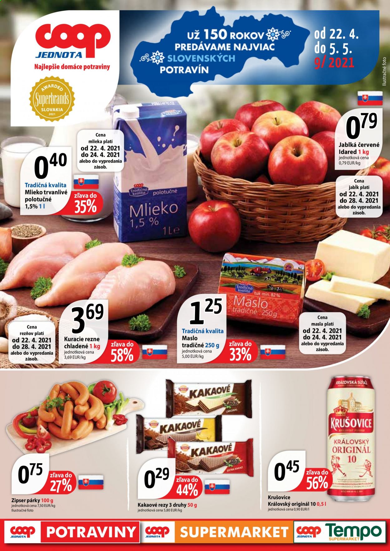 Leták COOP Jednota - 22.4.2021 - 5.5.2021. Strana 1
