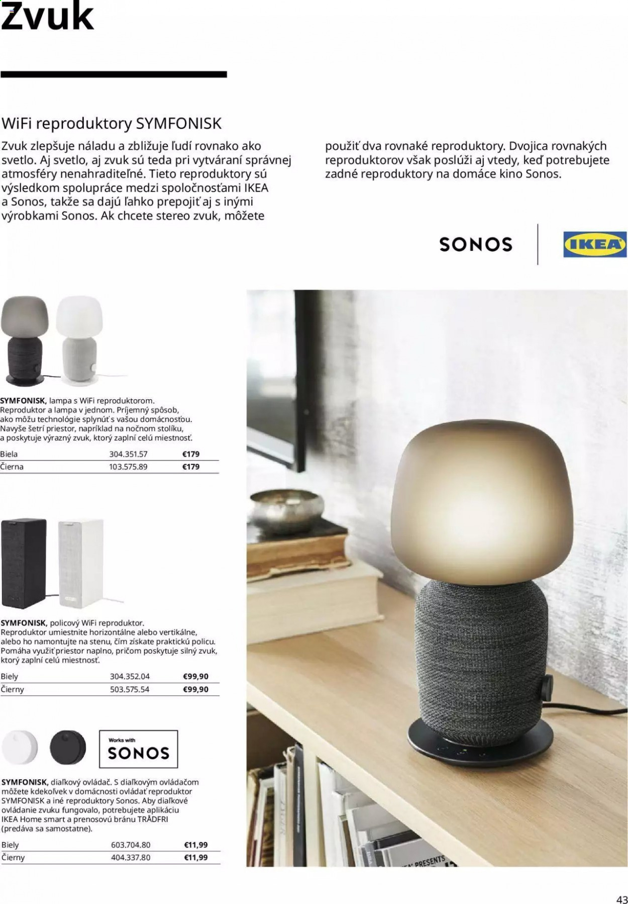 thumbnail - Leták IKEA - 27.4.2021 - 31.7.2021 - Produkty v akcii - reproduktor, Symfonisk, diaľkové ovládanie, lampa. Strana 43.