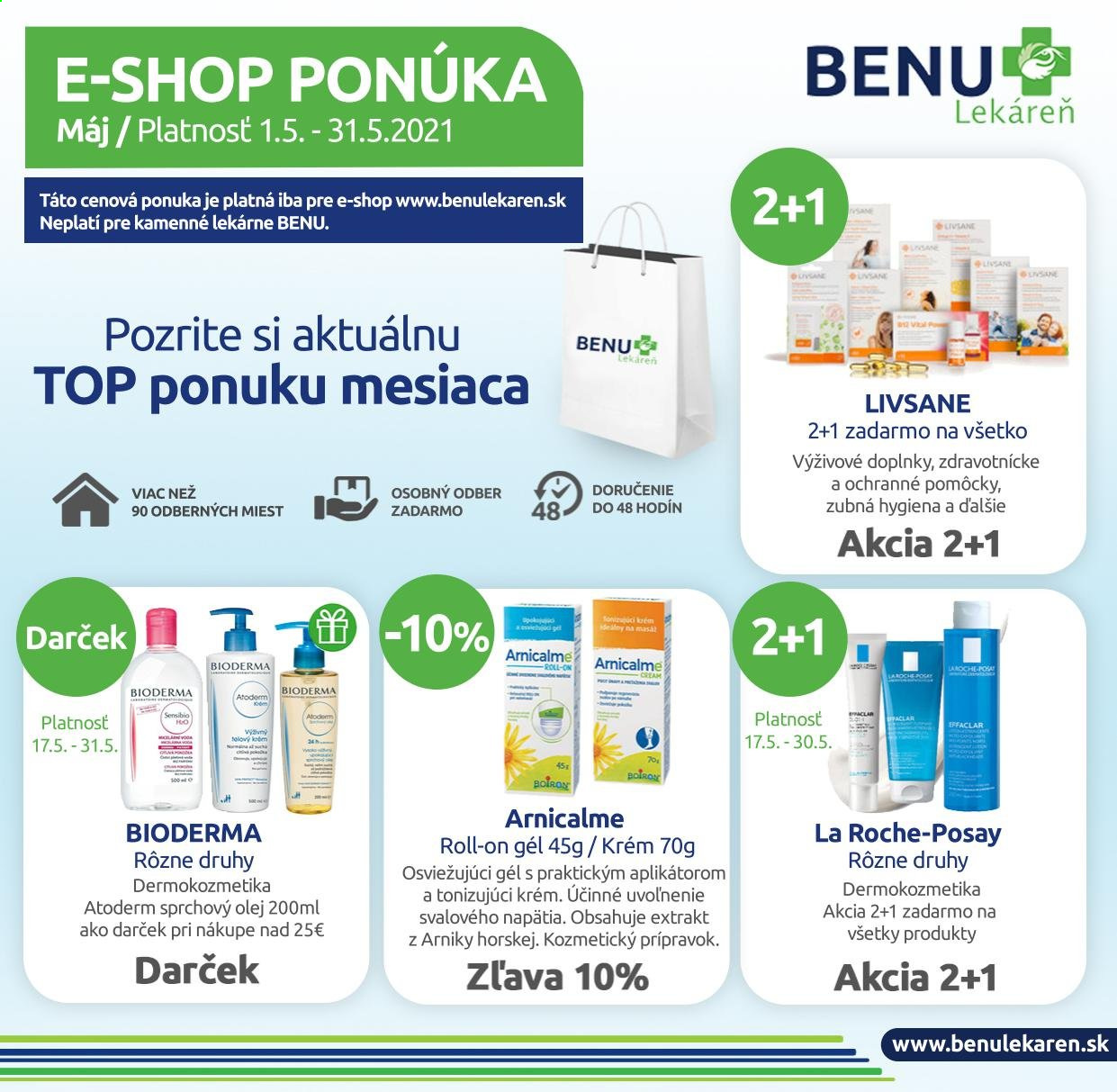 Leták BENU Lekáreň - 1.5.2021 - 31.5.2021. Strana 1