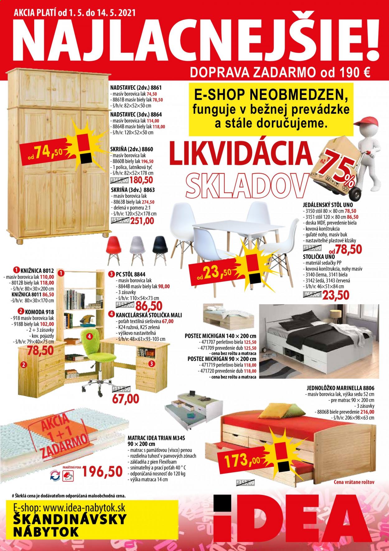 Leták IDEA nábytok - 1.5.2021 - 14.5.2021. Strana 1