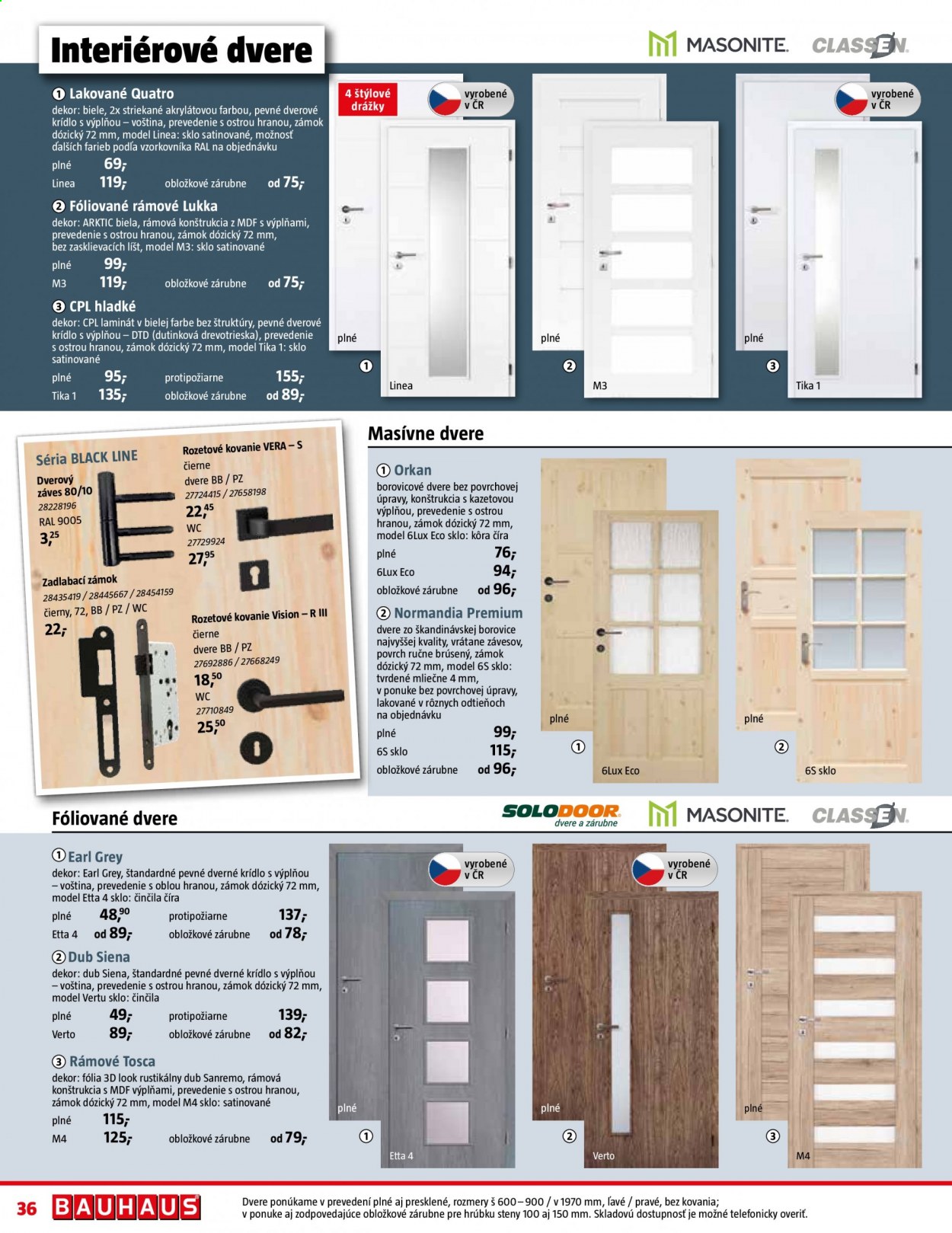 thumbnail - Leták Bauhaus - 3.5.2021 - 30.5.2021 - Produkty v akcii - zámok, interiérové dvere. Strana 36.