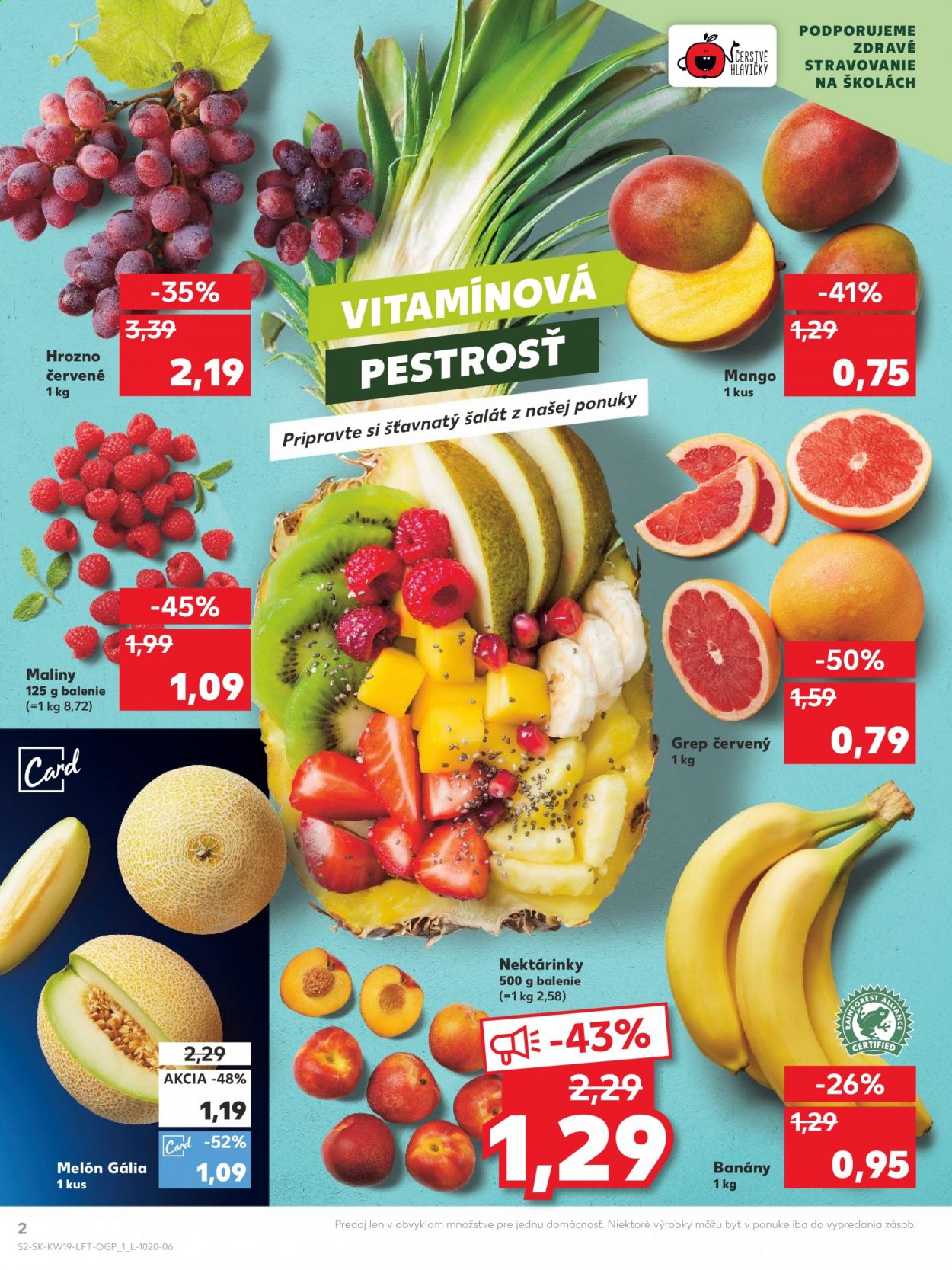 thumbnail - Leták Kaufland - 13.5.2021 - 19.5.2021 - Produkty v akcii - nektárinky, hrozno, mango, grep, banány, maliny, melón. Strana 2.