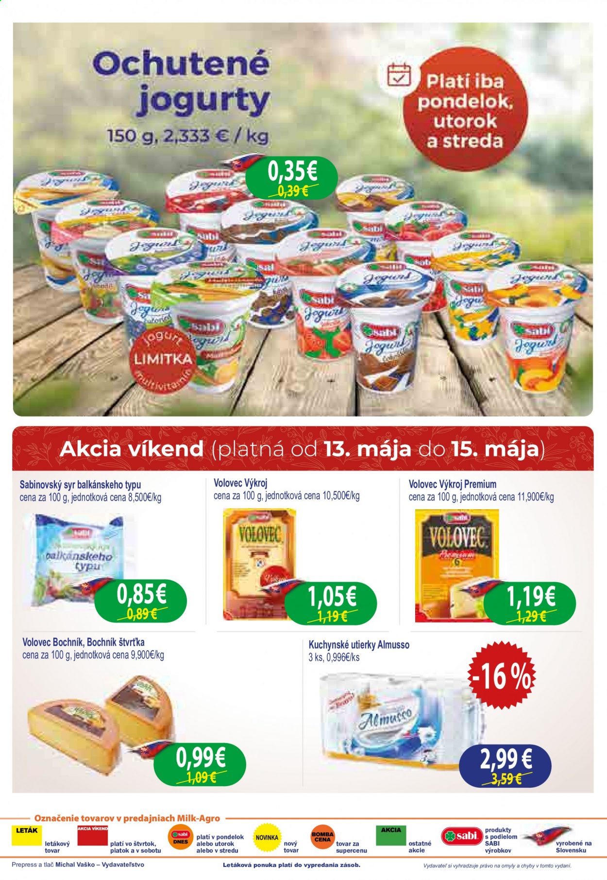 thumbnail - Leták Milk AGRO - 12.5.2021 - 18.5.2021 - Produkty v akcii - balkánsky syr, kuchynské utierky, syr, Volovec, jogurt. Strana 2.