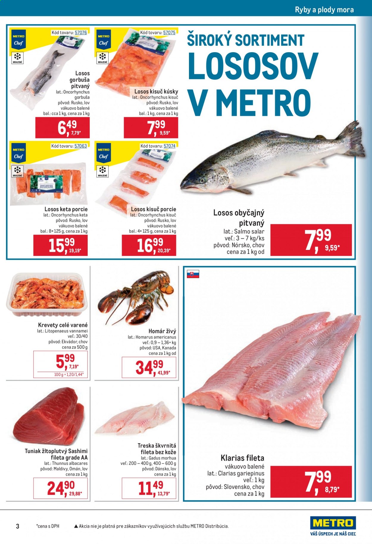 thumbnail - Leták Metro - 26.5.2021 - 8.6.2021 - Produkty v akcii - sumec, krevety, treska, treska obyčajná, tuniak, homár, losos. Strana 3.