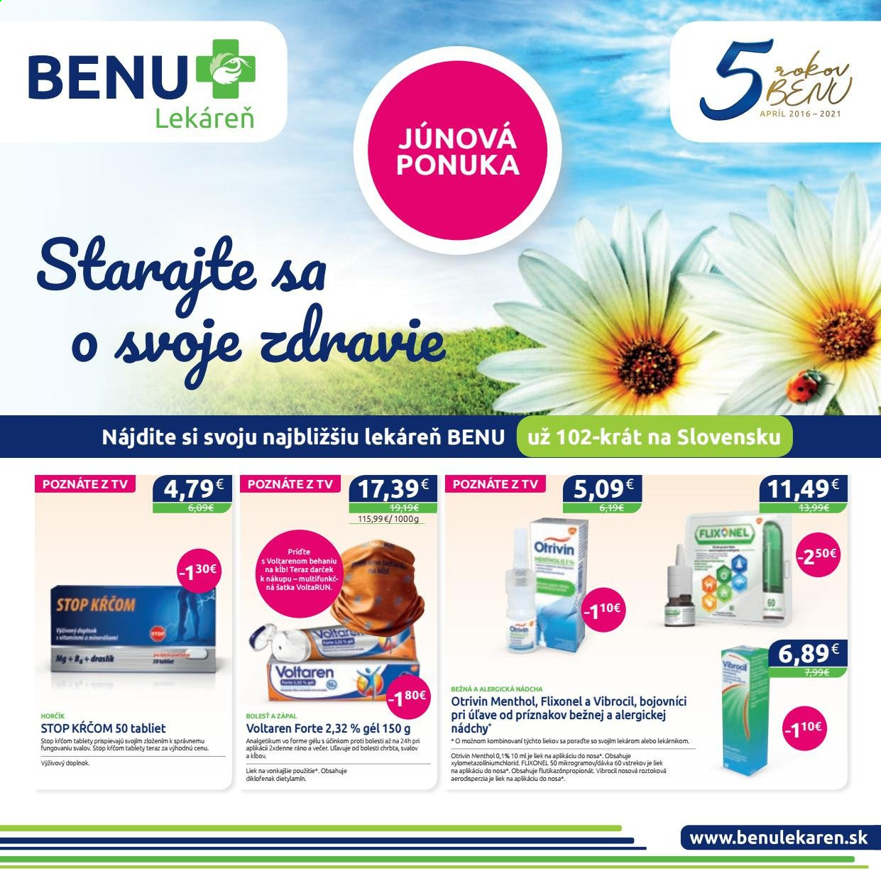 Leták BENU Lekáreň - 1.6.2021 - 30.6.2021. Strana 1