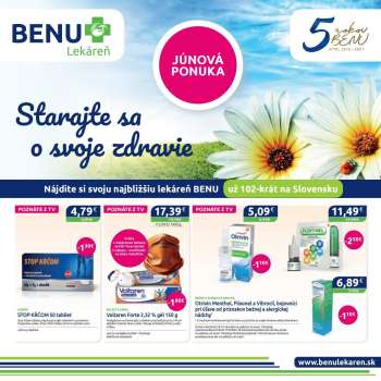 Leták BENU Lekáreň - 1.6.2021 - 30.6.2021.