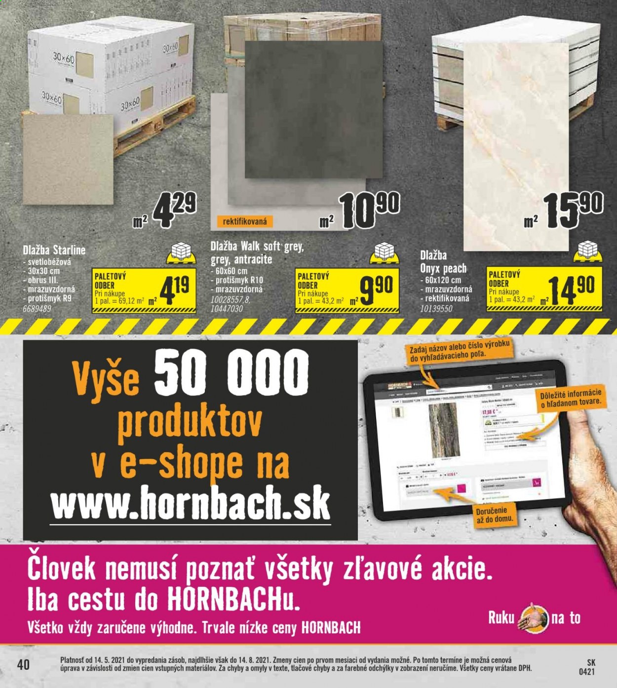 thumbnail - Leták Hornbach - 14.5.2021 - 14.8.2021 - Produkty v akcii - dlažba. Strana 40.