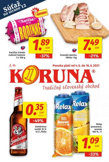 Leták Potraviny KORUNA - 4.6.2021 - 16.6.2021.