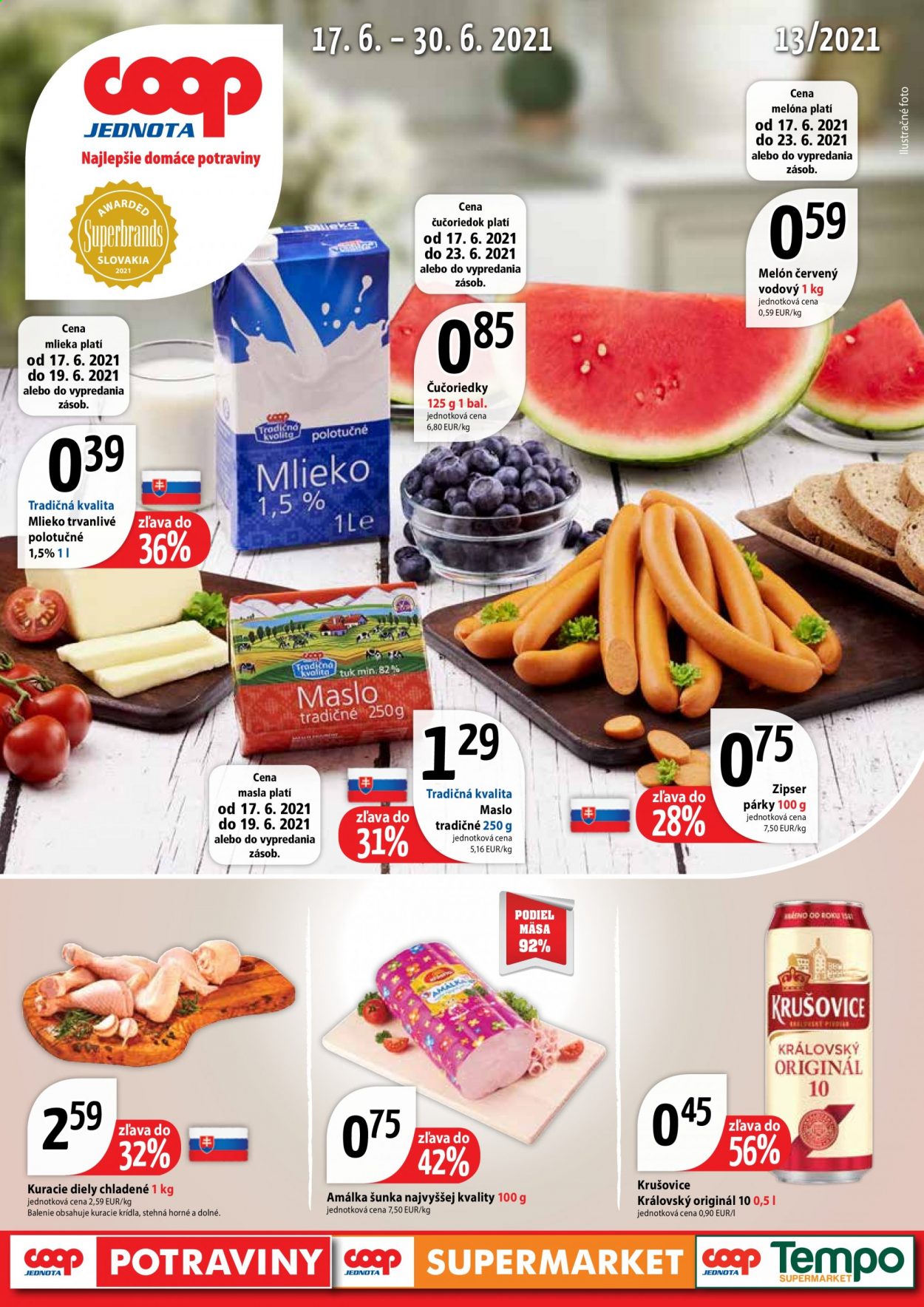 Leták COOP Jednota - 17.6.2021 - 30.6.2021. Strana 1