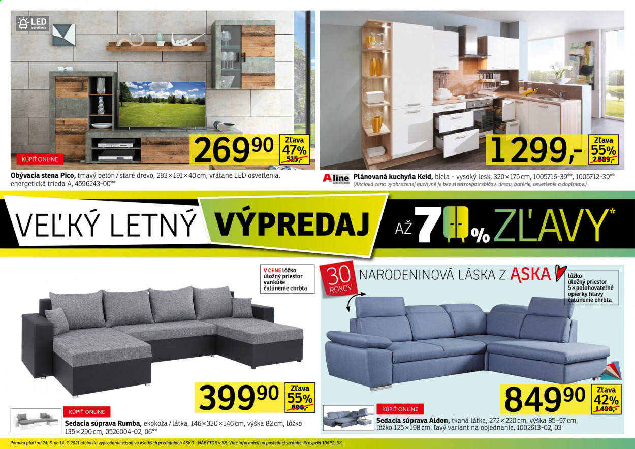Leták Asko Nábytok - 24.6.2021 - 14.7.2021. Strana 2