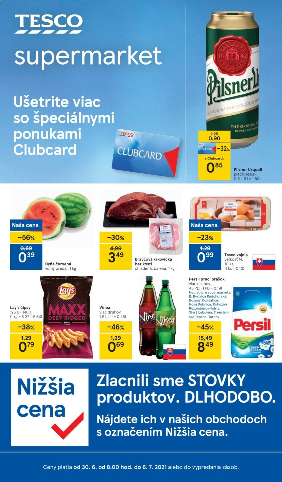 Leták TESCO supermarket - 30.6.2021 - 6.7.2021. Strana 1