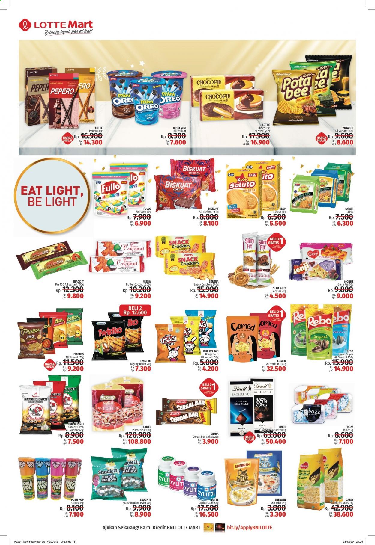 thumbnail - Promo LOTTE Mart - 01/07/2021 - 01/20/2021 - Produk diskon - milk, chicken, top, rolled oats, simba, potato chips, raisins, rebo, oats, oreo, oven, kentang, mint, kacang, chips, corn, crackers, cereal, coco, cocoa, cookies, bun, butter, bran, bawang, ball. Halaman 4.