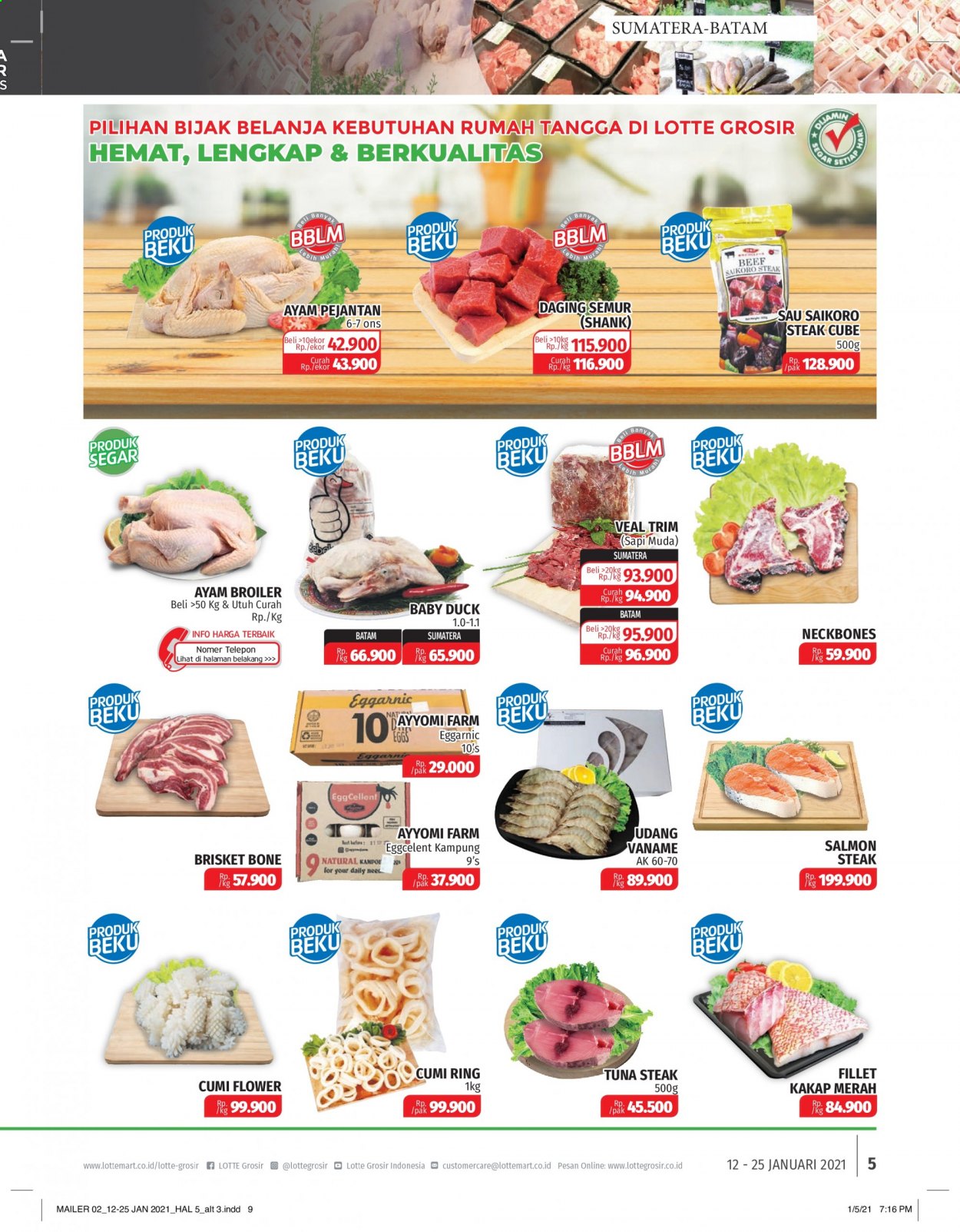 thumbnail - Promo LOTTE Grosir - 01/12/2021 - 01/25/2021 - Produk diskon - tuna, tuna steak, tangga, salmon, kakap merah, duck, beef steak. Halaman 5.