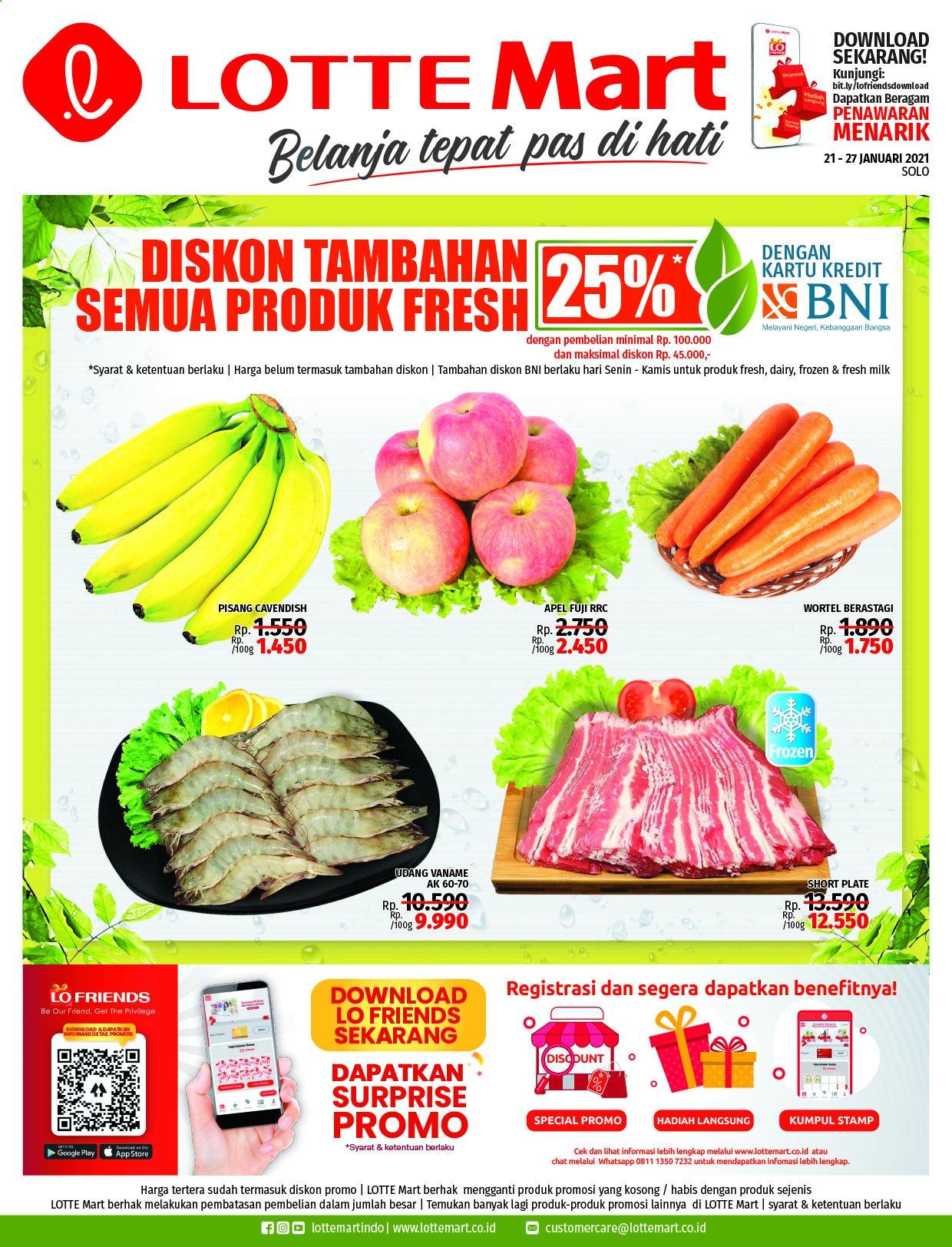 thumbnail - Promo LOTTE Mart - 01/21/2021 - 01/27/2021 - Produk diskon - milk, wortel, pisang, plate, frozen, apel. Halaman 1.