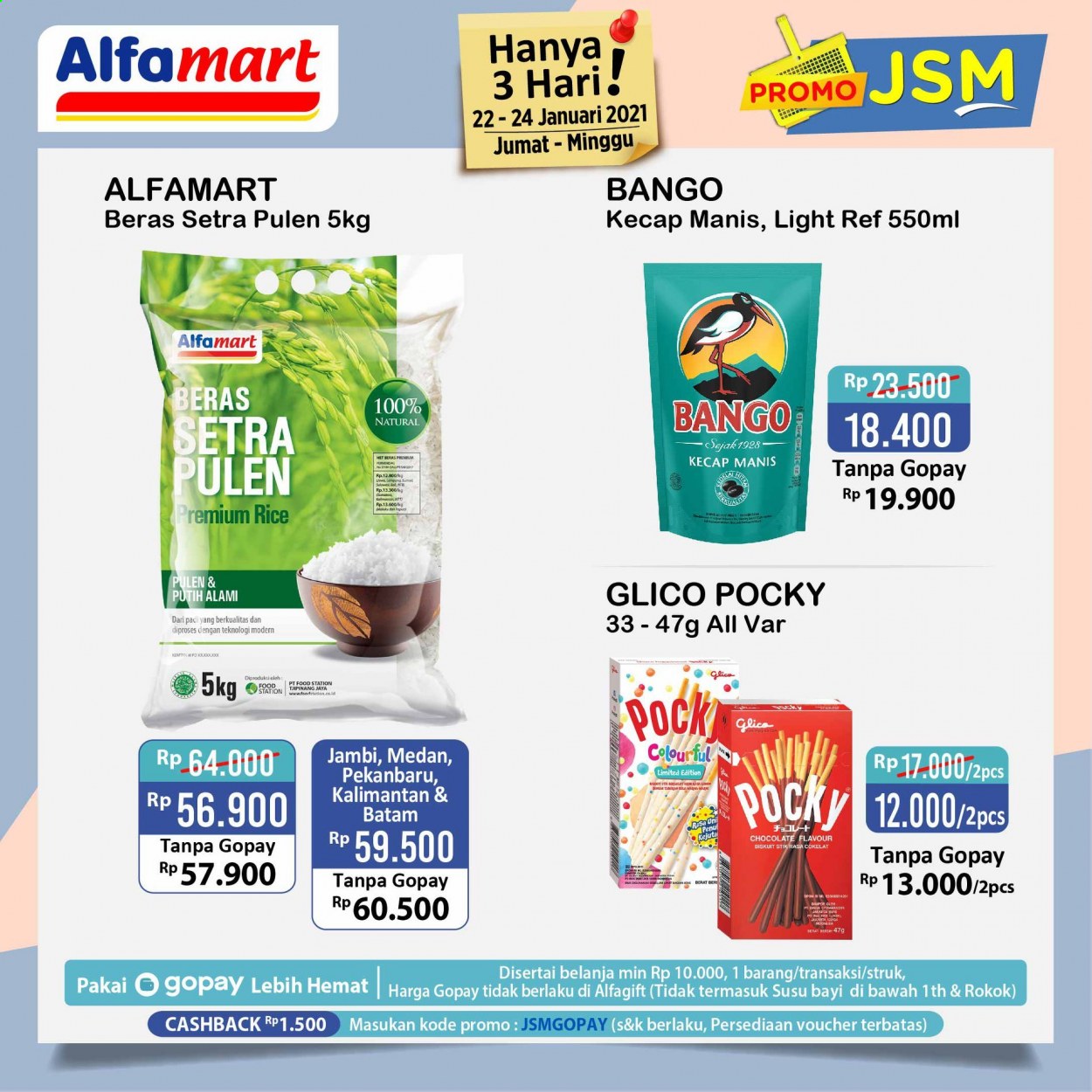 thumbnail - Promo Alfamart - 01/22/2021 - 01/24/2021 - Produk diskon - rice, kecap manis, chocolate, gola, beras, bango. Halaman 4.