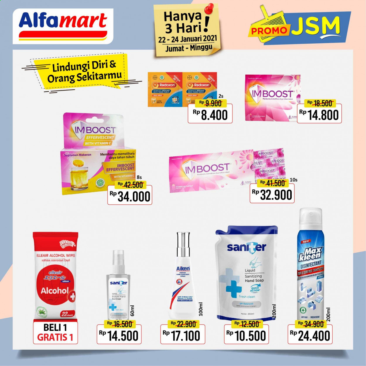 thumbnail - Promo Alfamart - 01/22/2021 - 01/24/2021 - Produk diskon - wipes, surface, tablet, soap, quick, jeruk, aiken, hand sanitizer, vitamin. Halaman 10.