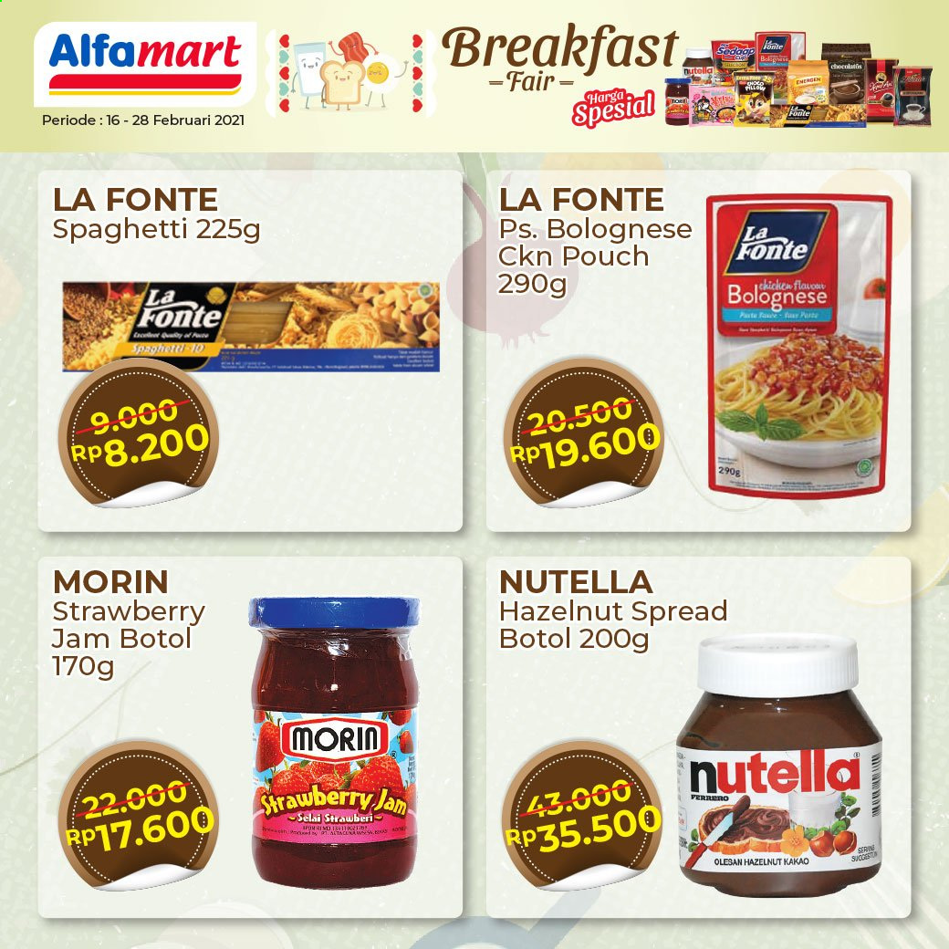 thumbnail - Promo Alfamart - 02/16/2021 - 02/28/2021 - Produk diskon - chicken, strawberry jam, spaghetti, nutella. Halaman 3.