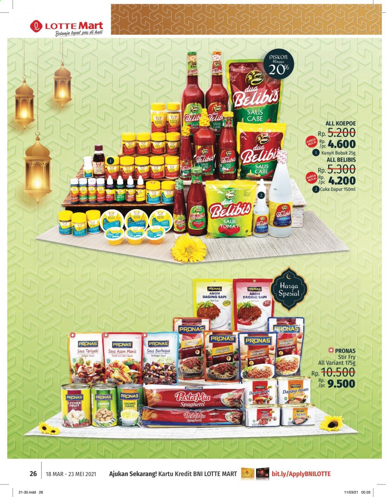 thumbnail - Promo LOTTE Mart - 03/18/2021 - 05/23/2021 - Produk diskon - chicken, fruit, tomat, teriyaki, spaghetti, saus, lychee, harga mulai, dapur. Halaman 26.