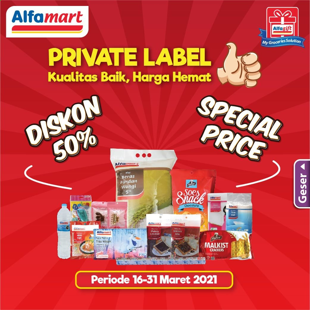 thumbnail - Promo Alfamart - 03/16/2021 - 03/31/2021 - Produk diskon - rice, chocolate, crackers, beras. Halaman 1.