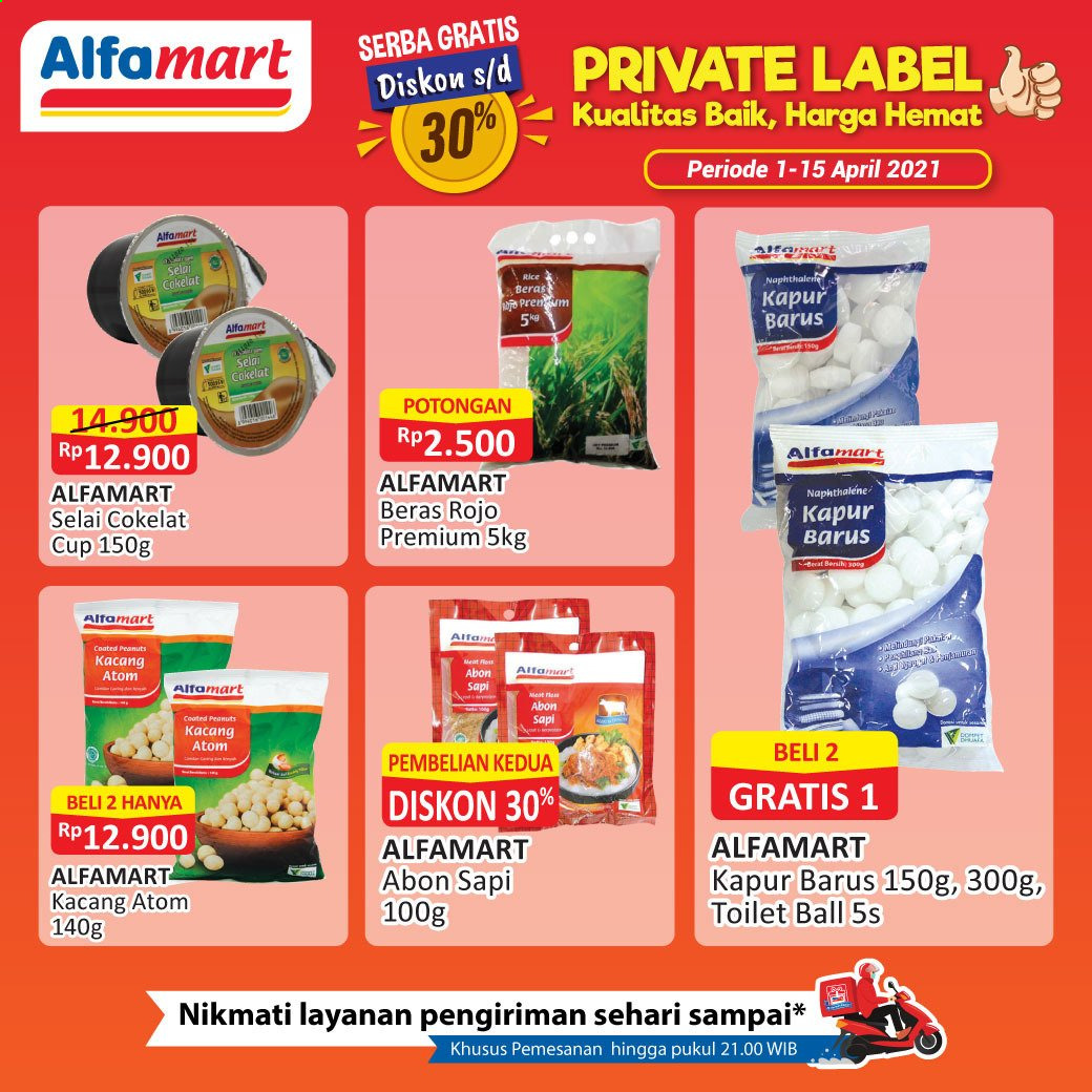 thumbnail - Promo Alfamart - 04/01/2021 - 04/15/2021 - Produk diskon - rice, toilet, peanuts, naphthalene, kacang, kacang atom, beras, ball. Halaman 3.