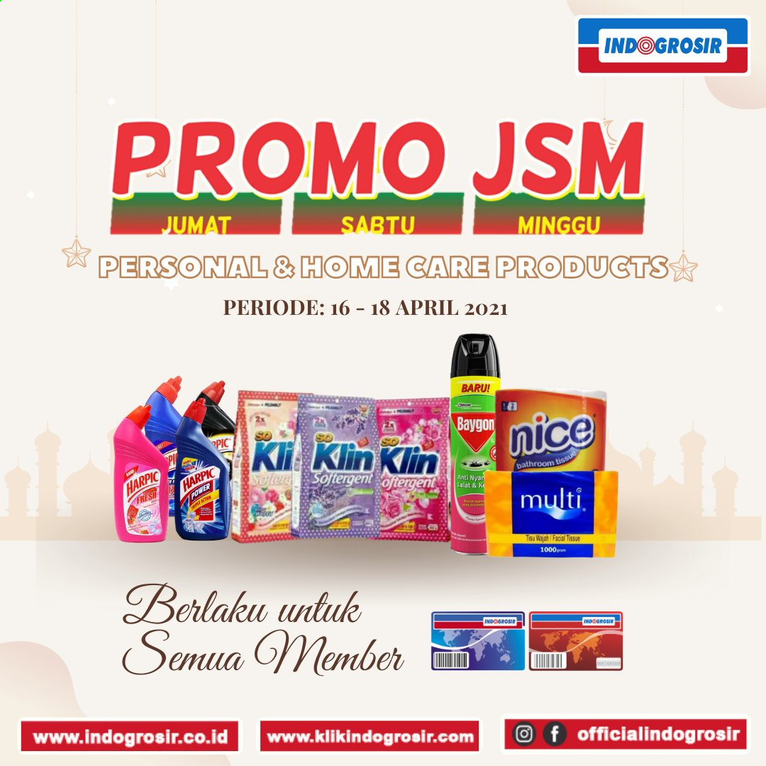 thumbnail - Promo Indogrosir - 04/16/2021 - 04/18/2021 - Produk diskon - tissue, harpic, bathroom, baygon. Halaman 1.