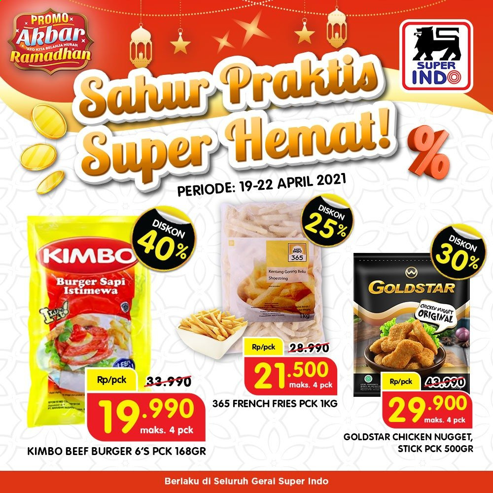 thumbnail - Promo Super INDO - 04/19/2021 - 04/22/2021 - Produk diskon - beef burger, chicken, beef, goreng, kentang, beef meat. Halaman 1.