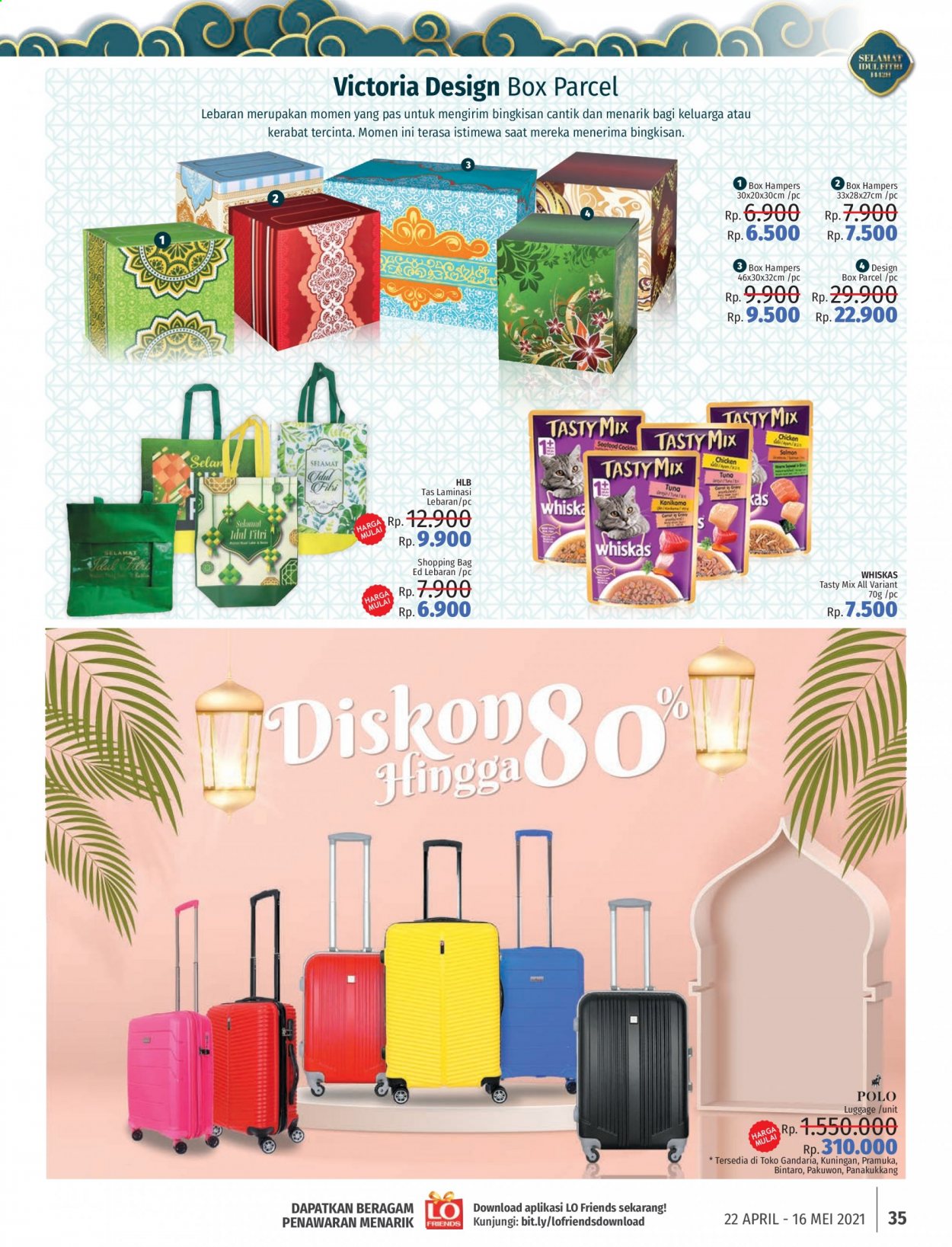 thumbnail - Promo LOTTE Mart - 04/22/2021 - 05/16/2021 - Produk diskon - chicken, tuna, tas, luggage, box, bag. Halaman 35.