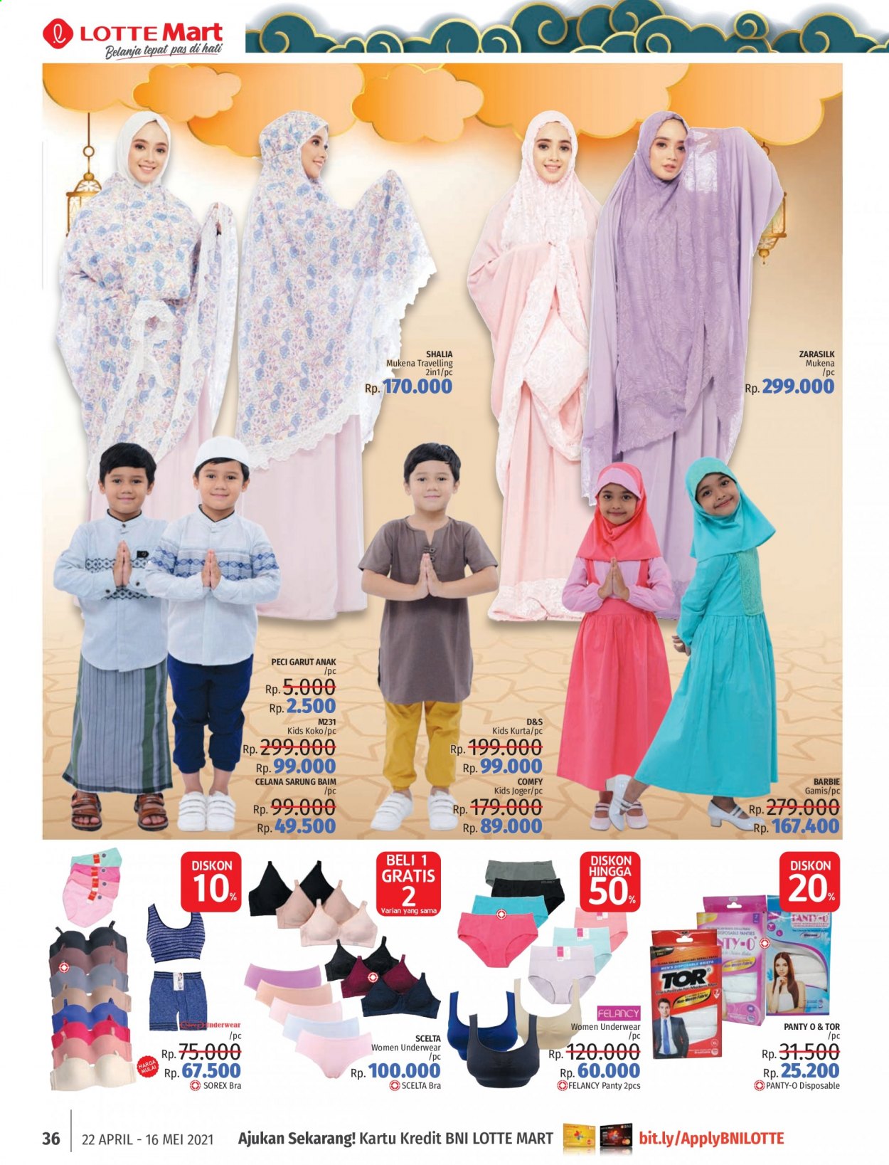 thumbnail - Promo LOTTE Mart - 04/22/2021 - 05/16/2021 - Produk diskon - underwear, harga mulai, felancy, celana, bra, barbie, anak. Halaman 36.