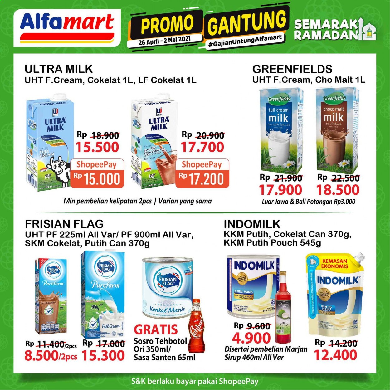 thumbnail - Promo Alfamart - 04/26/2021 - 05/02/2021 - Produk diskon - milk, indomilk, milk full cream, indofood, chocolate, d3, coco. Halaman 2.
