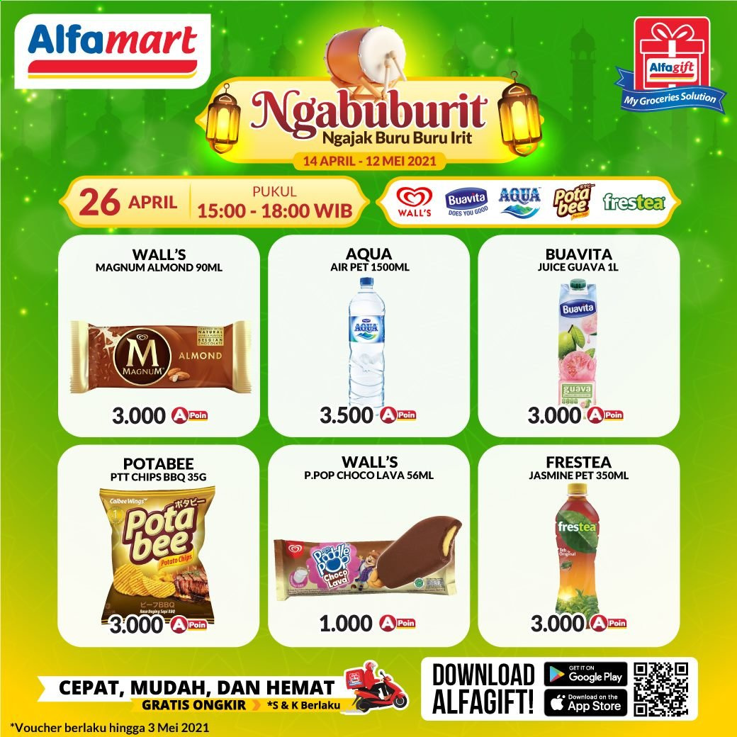 thumbnail - Promo Alfamart - 04/26/2021 - 04/26/2021 - Produk diskon - potato chips, pet, magnum, chips, guava, aqua. Halaman 1.