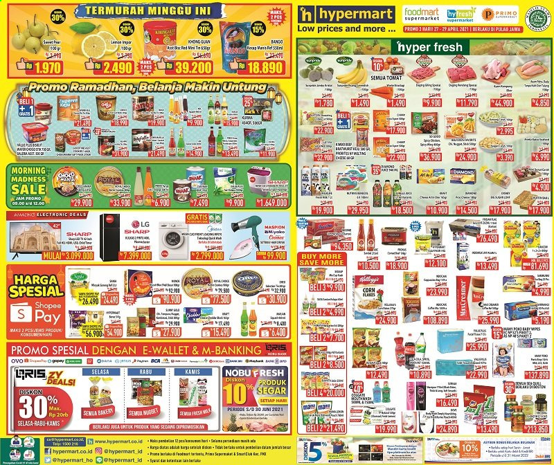 thumbnail - Promo Hypermart - 04/27/2021 - 04/29/2021 - Produk diskon - wallet, tomat, sharp, lg, mah, corn, cosmos, colgate, bango. Halaman 1.