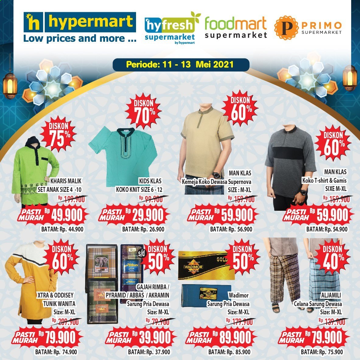 thumbnail - Promo Hypermart - 05/11/2021 - 05/13/2021 - Produk diskon - t-shirt, shirt, kemeja, gold, celana, anak. Halaman 1.