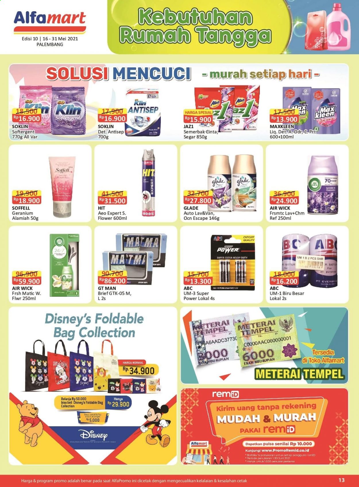 thumbnail - Promo Alfamart - 05/16/2021 - 05/31/2021 - Produk diskon - detergent, tangga, hit, disney, collection, bag. Halaman 13.