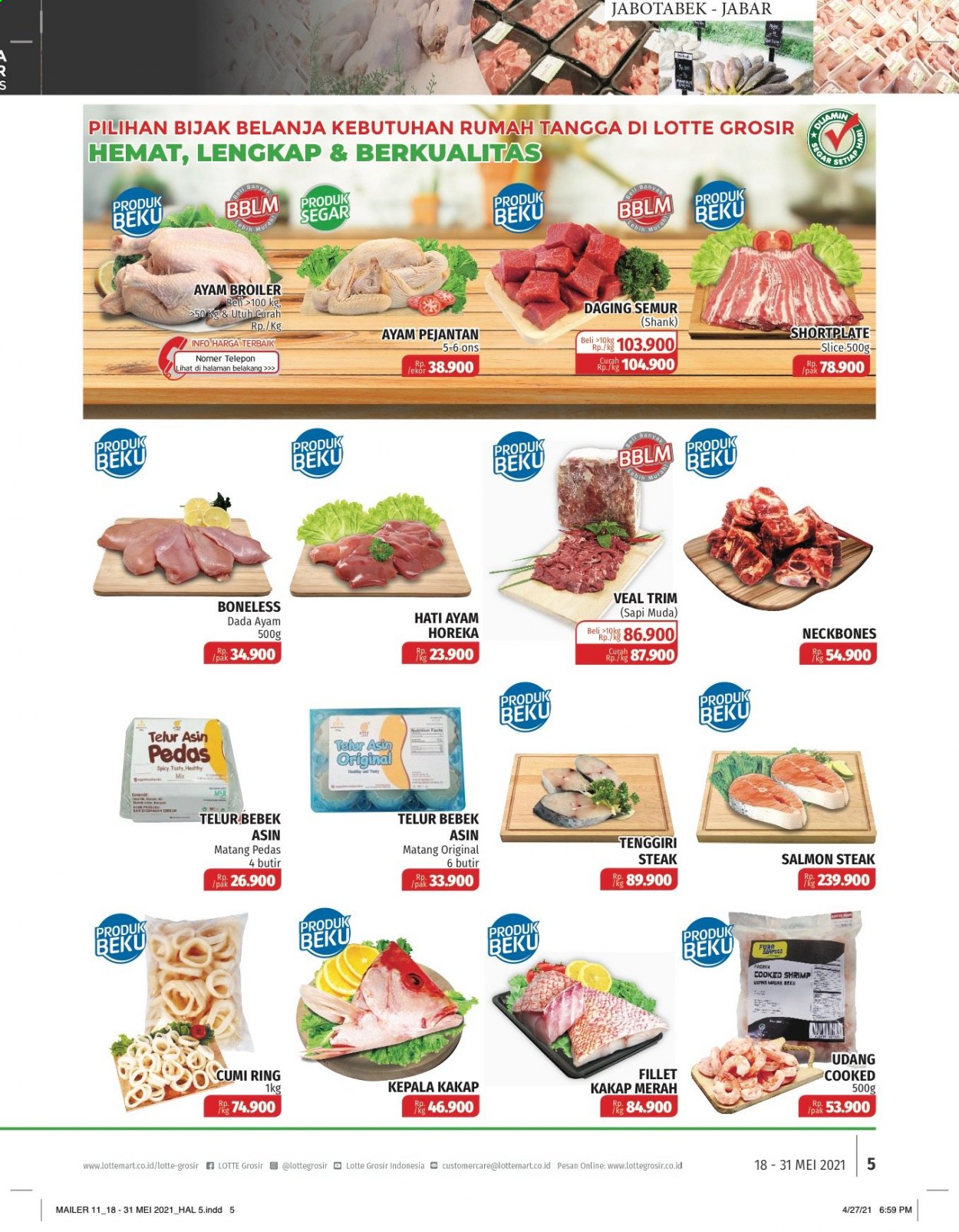 thumbnail - Promo LOTTE Grosir - 05/18/2021 - 05/31/2021 - Produk diskon - tangga, telur, salmon, kakap merah, beef steak. Halaman 5.